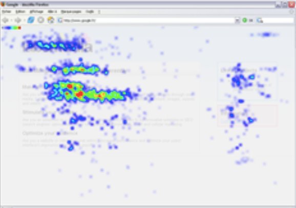 screenshot of the heatmap generated for a website by Clickheat