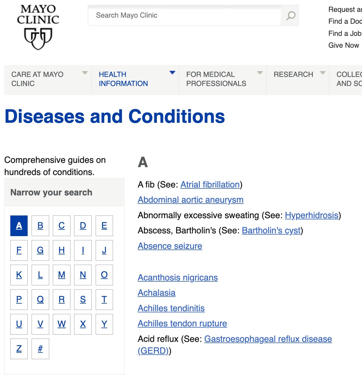 Topic Matrix (Mayo Clinic)