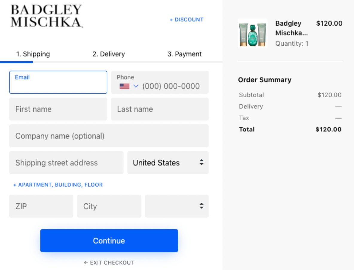 BADGLEY MISCHKA Checkout page