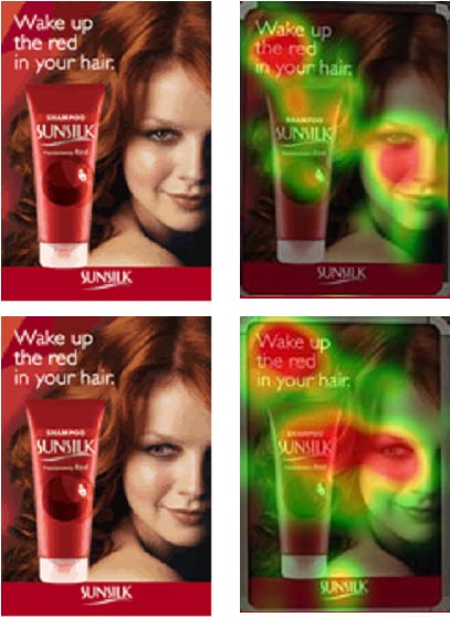 screenshot of the eyetracking heatmap on the banner for Sunsilk