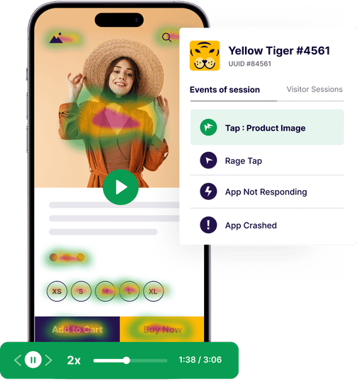 VWO Insights - Mobile App - Session Recordings & Heatmaps