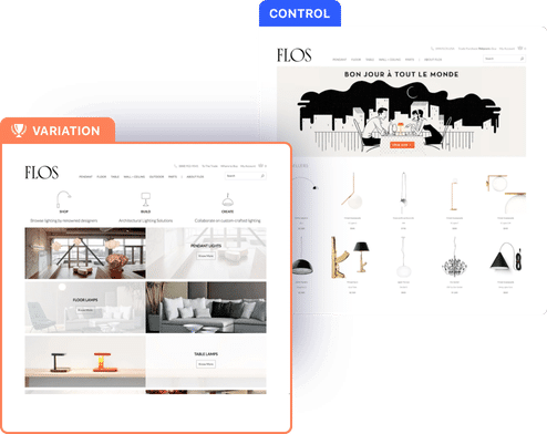 a/b testing en el sitio web de Flos